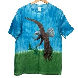 Vintage Tie Dye Bald Eagle Graphic Tee Medium